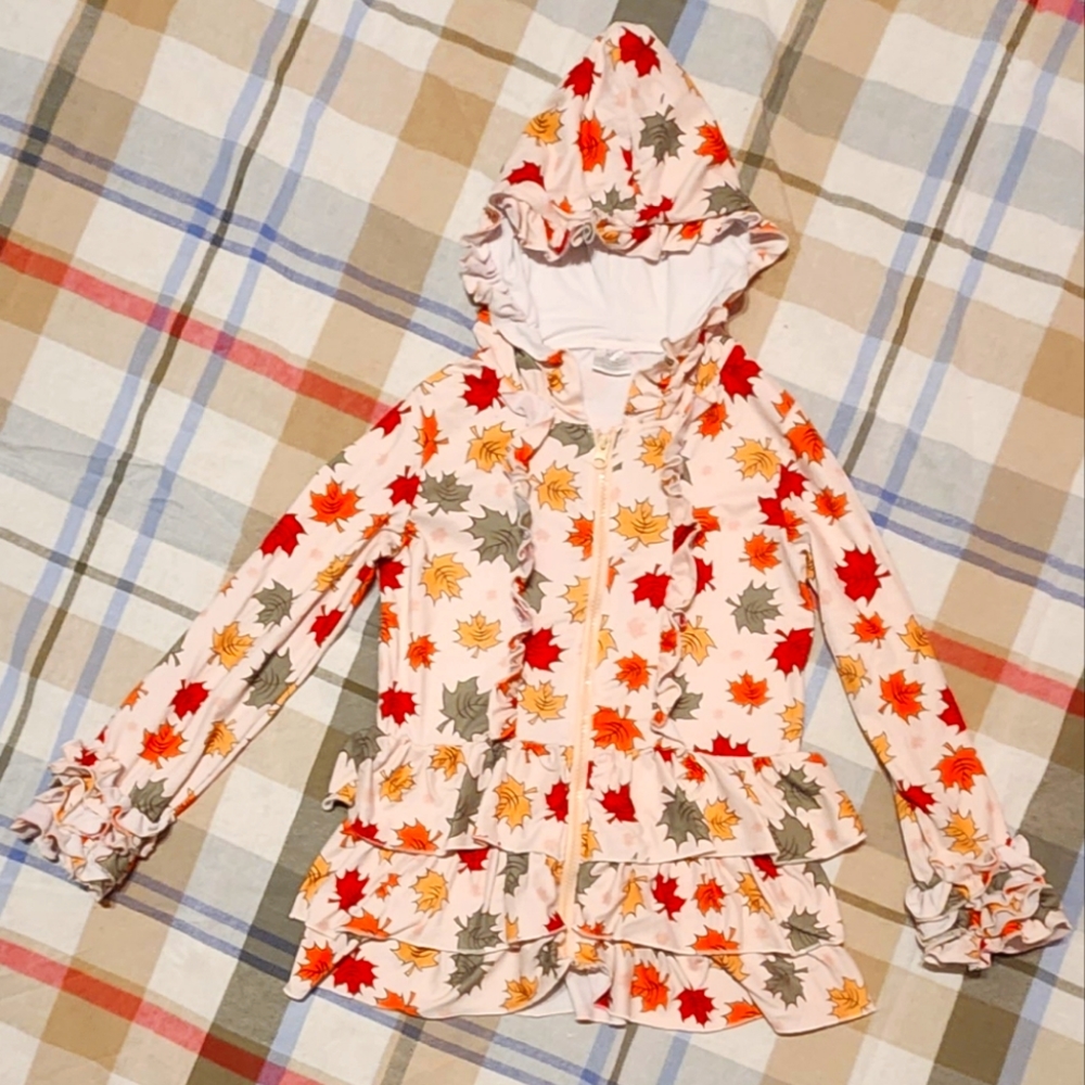 Adorable Girl's Fall Themed Zip Hoodie